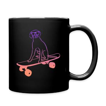 Skateboard Skaten lustig Hund Skateboarder - Tasse einfarbig - Schwarz - Rechts