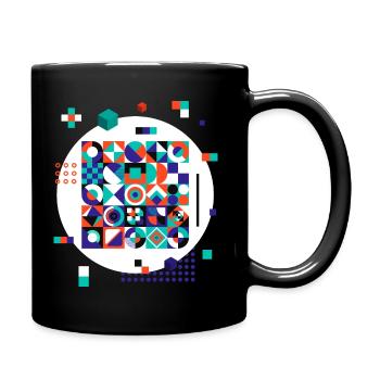 Geometrisches Muster (Formen, Kreis) - Tasse einfarbig - Schwarz - Rechts