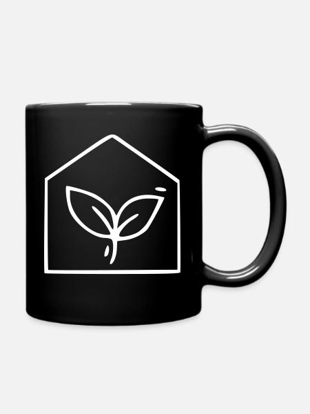 Plant drawing nature sketch white - Full Colour Mug - black