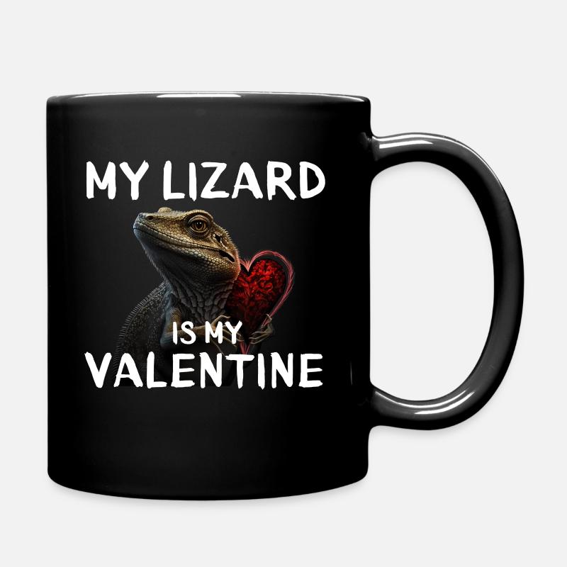 Eidechse Valentinstag - Tasse einfarbig - Schwarz