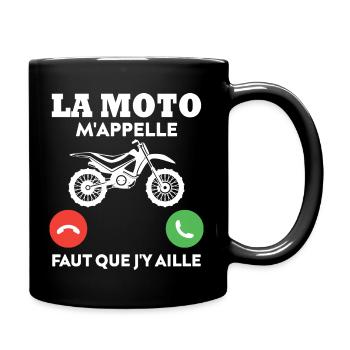 La moto m'appelle...faut que j'y aille ! - Mug uni - noir - Droite