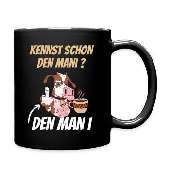 Mittelfinger am Montag / Kennst schon den Mani? - Tasse einfarbig - Schwarz - Rechts
