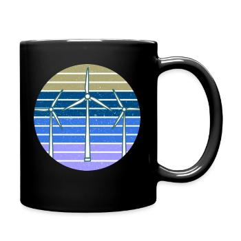 Sunset Wind Turbine - Full Colour Mug - black - Right