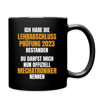 Mechatroniker Ausbildung 2023 Prüfung bestanden - Tasse einfarbig - Schwarz - Rechts