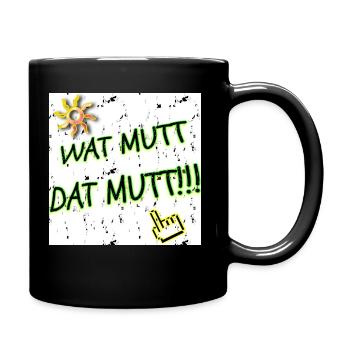Wat Mutt - Dat Mutt!! WebRadio_KRACKSATT (Slogan) - Tasse einfarbig - Schwarz - Rechts