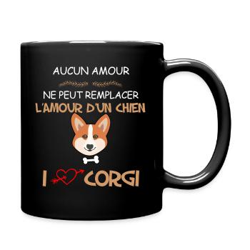 Amour de Chien Corgi - Mug uni - noir - Droite
