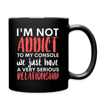 Süchtig nach der Konsole - Tasse einfarbig - Schwarz - Rechts
