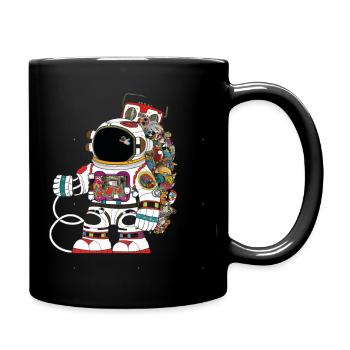 The Happy astronaut in space - Full Colour Mug - black - Right