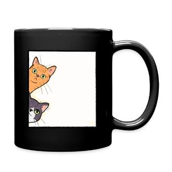 Nosey Cats art - Full Colour Mug - black - Right