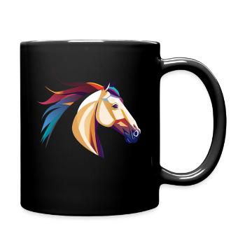 Buntes Pferd - Tasse einfarbig - Schwarz - Rechts