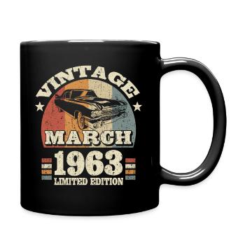 March 1963 - 60 years old - 60th birthday - Full Colour Mug - black - Right