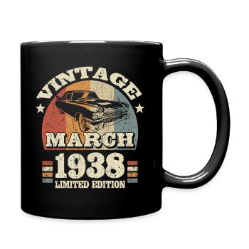 März 1938 - 85 Jahre alt - 85. Geburtstag - Tasse einfarbig - Schwarz - Rechts