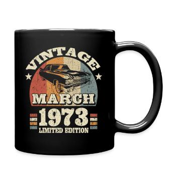 March 1973 - 50 years old - 50th birthday - Full Colour Mug - black - Right