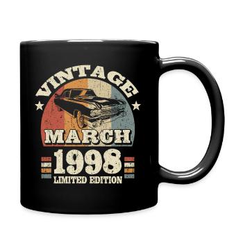 March 1998 - 25 years old - 25th birthday - Full Colour Mug - black - Right