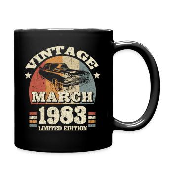March 1983 - 40 years old - 40th birthday - Full Colour Mug - black - Right