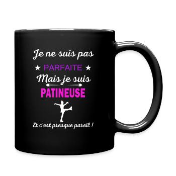 Je ne suis pas parfaite je suis Patineuse - Mug uni - noir - Droite
