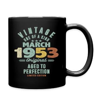 März 1953 - 70 Jahre alt - 70. Geburtstag - Tasse einfarbig - Schwarz - Rechts