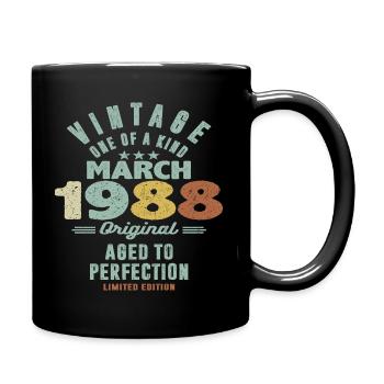 März 1988 - 35 Jahre alt - 35. Geburtstag - Tasse einfarbig - Schwarz - Rechts
