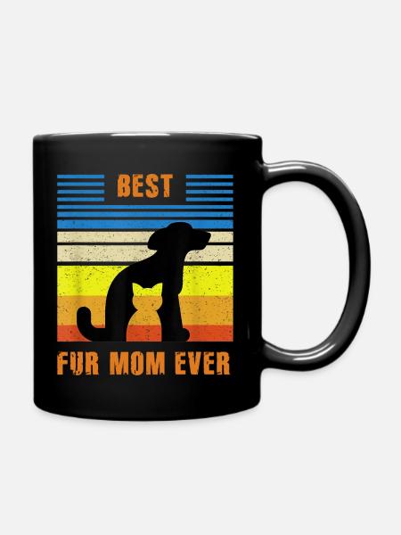 Best Fur Mom Dog Cat Owner - Full Colour Mug - black