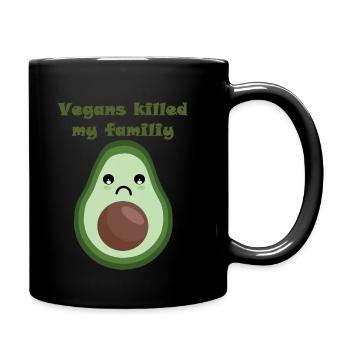 Avocado - Vegans killed my family - Tasse einfarbig - Schwarz - Rechts