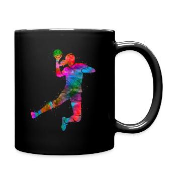 Handballspielerin Farbklecks Handball Handballerin - Tasse einfarbig - Schwarz - Rechts