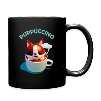 Puppuccino tshirt dog cute coffee - Full Colour Mug - black - Right