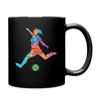 Fußballerin Bunt Fußball Mädchen Fußballspieler - Tasse einfarbig - Schwarz - Rechts