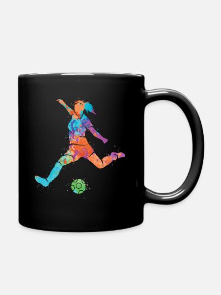 Footballer Bunt Soccer Girls Soccer Player - Full Colour Mug - black