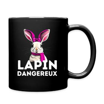 lapin dangereux drôle tshirt happy easter day - Mug uni - noir - Droite