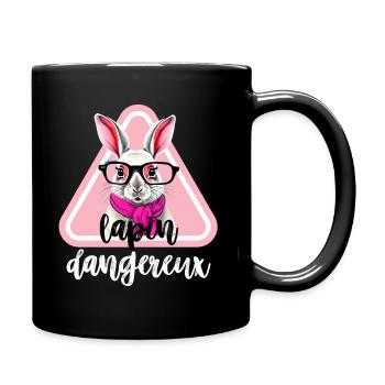 lapin dangereux drôle tshirt happy easter day - Mug uni - noir - Droite