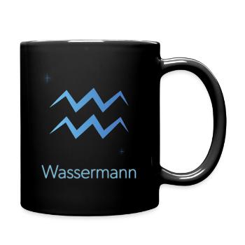 Sternzeichen Wassermann - Tasse einfarbig - Schwarz - Rechts