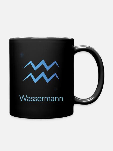 Sternzeichen Wassermann - Tasse einfarbig - Schwarz