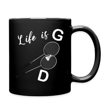 Badminton Geschenkidee Mann Frau - Tasse einfarbig - Schwarz - Rechts