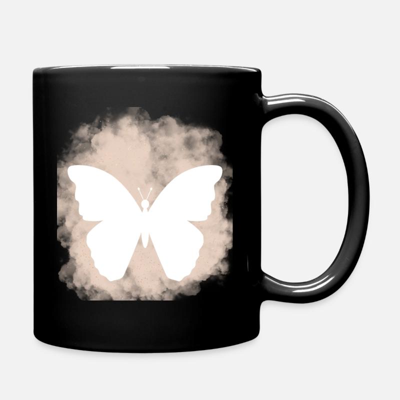 Butterflies pattern - Full Colour Mug - black