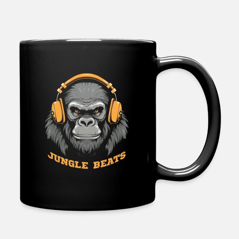 Gorille portant des écouteurs - Jungle beats - Mug uni - noir