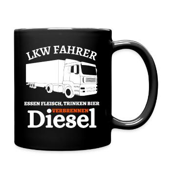 LKW Fahrer - Essen Fleisch Trinken Bier ... - Tasse einfarbig - Schwarz - Rechts