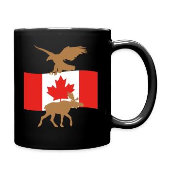 Kanada Flagge Elch Adler - Tasse einfarbig - Schwarz - Rechts