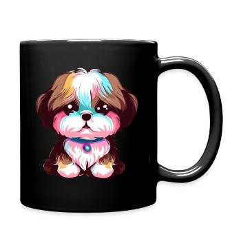 Cute Shih Tzu Puppy Design - Full Colour Mug - black - Right