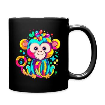 Colorful Creative Monkey Design - Full Colour Mug - black - Right