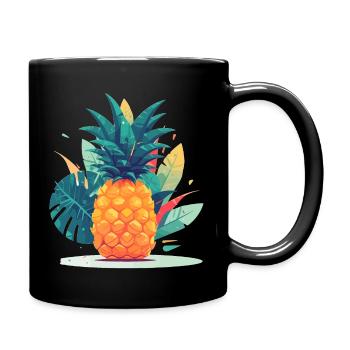 Ananas - Tasse einfarbig - Schwarz - Rechts