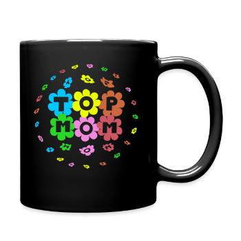 top-mom knallbunt - Tasse einfarbig - Schwarz - Rechts