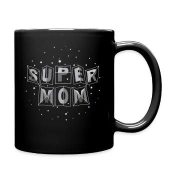 "super-mom" space-metal - Tasse einfarbig - Schwarz - Rechts