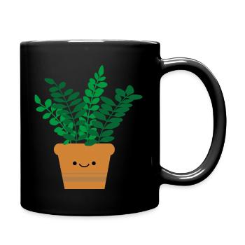 Cute Green Pals Design "Lucky Feather" - Full Colour Mug - black - Right