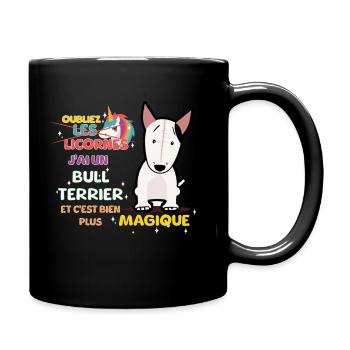 Bull Terrier Magique, Humour Animaux de Compagnie - Mug uni - noir - Droite