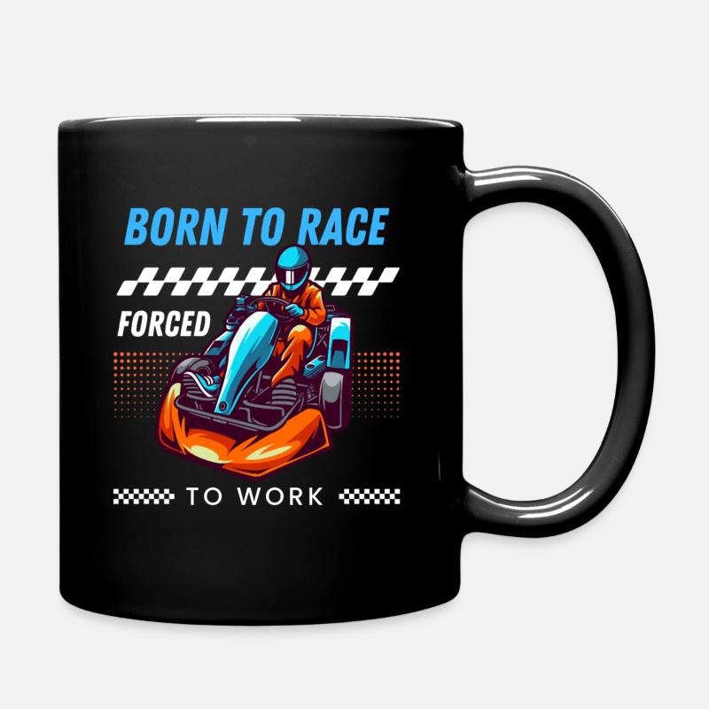 Born to race forced to work - Full Colour Mug - black