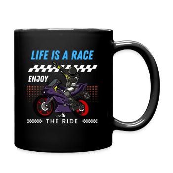 Life is a race, enjoy the ride - Full Colour Mug - black - Right