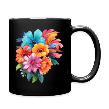 Belles fleurs - Mug uni - noir - Droite