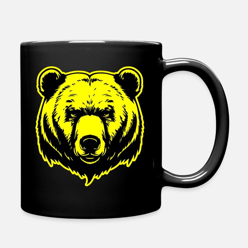 Bär Grizzly Kopf - Tasse einfarbig - Schwarz