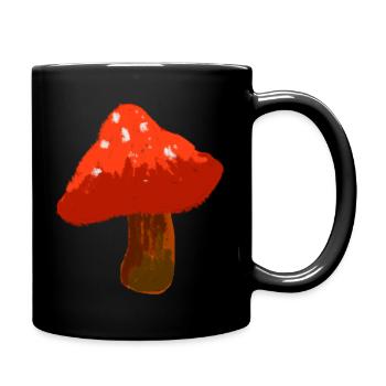 Pilz auf T-Shirt - Tasse einfarbig - Schwarz - Rechts