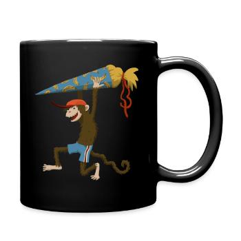 Monkey with school cone - Full Colour Mug - black - Right